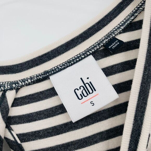 Cabi Size Small Charcoal Gray Striped Sleeveless London Tank Top Jersey Knit - Picture 8 of 11